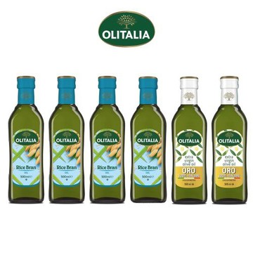 Olitalia 奧利塔 玄米油500ml x4罐+地中海精選特級初榨橄欖油500ml x2罐