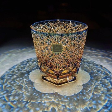 威士忌杯 附發票 快速出貨 江戶切子高端藍雛菊水晶玻璃杯ins高顏值輕奢威士忌杯高檔洋酒杯SS0306公司貨