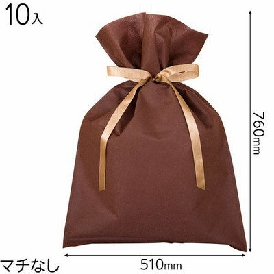 HFB-RBL 不織布リボン付バッグブラウン-L 10枚