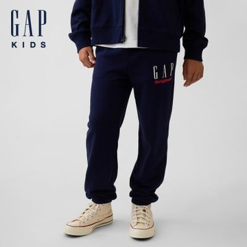 【GAP】兒童VintageSoft毛圈布寬鬆Gap Logo運動長褲-海軍藍(907667)