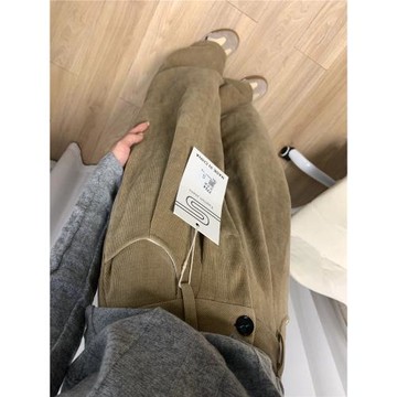 加絨雪尼爾秋冬季寬松高腰闊腿褲