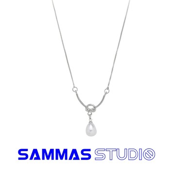 SAMMAS珍珠繩結項鍊女設計感輕奢小眾氣質鎖骨鏈簡約時尚通勤配飾