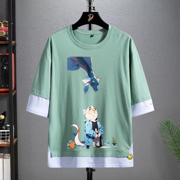 短袖t恤男生夏季2023新款潮流ins潮牌寬松純棉半袖青少年體恤衣服