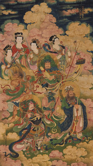 明-王勤-天龍八部羅義女眾仙絹本79X141cm微噴復制畫佛教人物裝飾