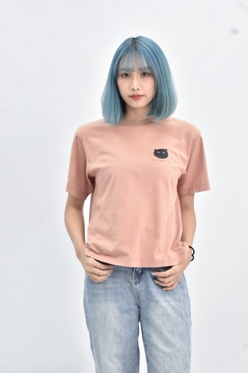 (M) uniqlo 棉質純棉貓咪粉色短袖上衣