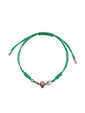 Alexander McQueen - Skull-charm rope bracelet - women - Fabric/glass/Metal - One Size - Green
