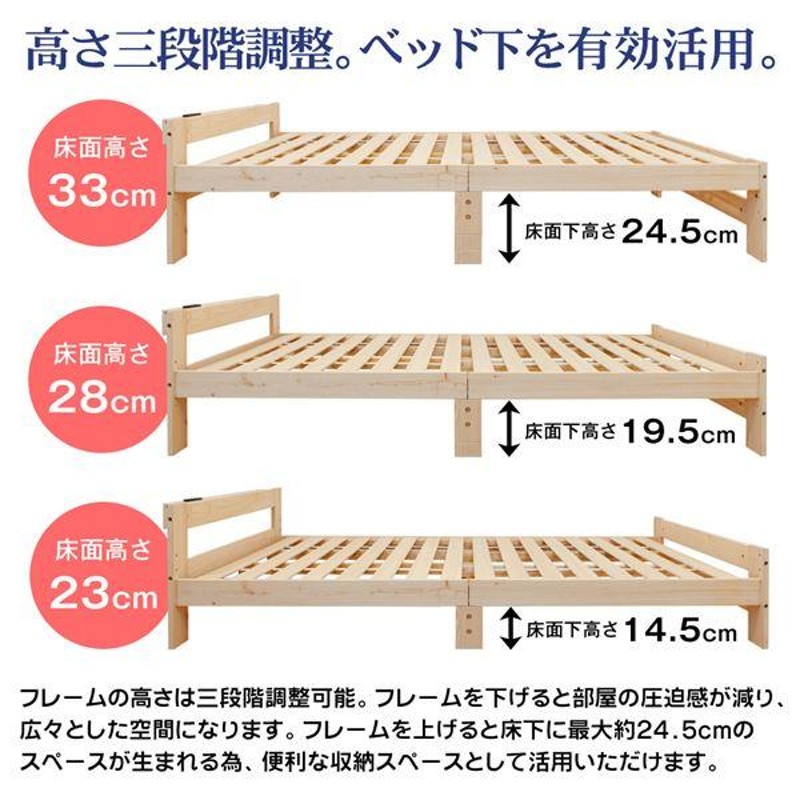 2口コンセント 棚付き ボンネルマットレス付 すのこベッド シングル 幅