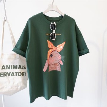 [韓國K.W.]現貨好感專屬天絲棉花版好氣色上衣(休閒/T恤/印花/小香風/中大尺碼)