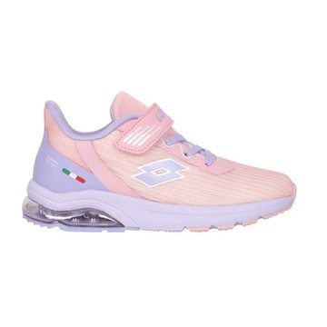 LOTTO 女中童輕彈氣墊慢跑鞋-氣墊 童鞋 魔鬼氈 避震 LT3AKR8943 粉紅淺紫