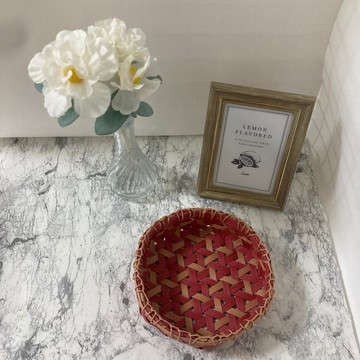 紙編小物收納盒・籃子 (紅雀紅 × 可頌色)
