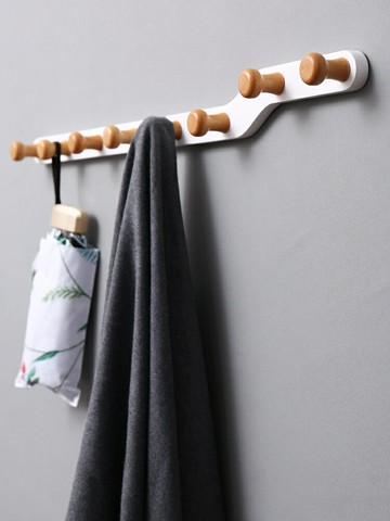 實木墻上掛衣架臥室免打孔玄關衣服無痕背后入戶門壁掛架門后掛鉤