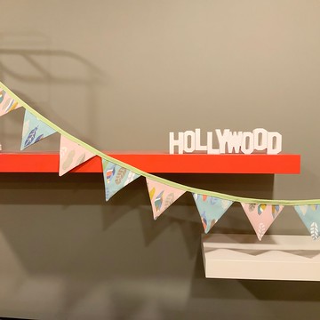 彩色羽毛雙面純棉麻三角旗11片—露營/生日/派對/店面/婚禮