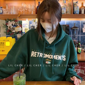 TGNS 純棉帽t衛衣 大學t 長袖上衣 衣服女 oversize 大學t 潮流衣服 秋冬上衣 ins風衣服 字母印花