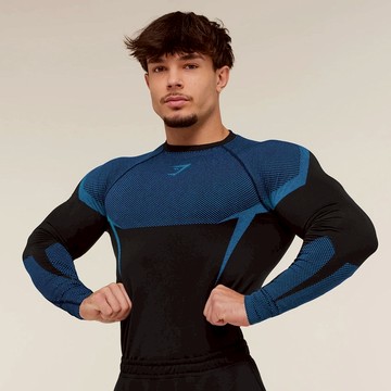 男士肌肉健身長袖衫 彈性 修身 塑形上衣,適用於戶外運動訓練健身房 現貨 GYMSHARK