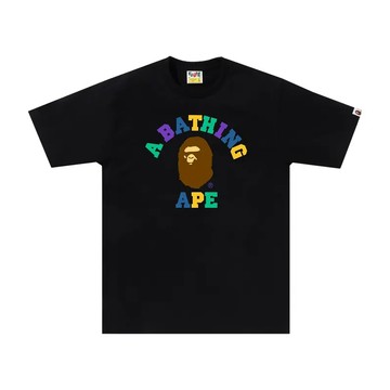 BAPE Colors College Tee T恤 彩色字大學猿短T 短袖 黑 RAY-130 [台灣現貨]