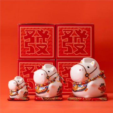 2026年馬年抱富馬茶寵擺件吉祥物陶瓷存錢罐裝飾伴手禮品定制logo