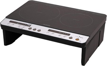 【日本代購】Iris Ohyama IH 雙口電磁爐(帶腳) 1400W IHK-W12SP-B