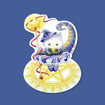原創 星座貓貓 天蠍座 水彩手繪 膠面貼紙