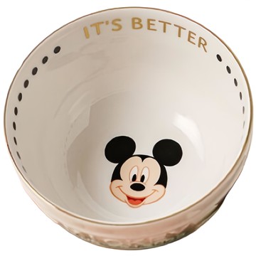 享受米碗 陶瓷碗 12*6.8CM  米奇 米色  1個