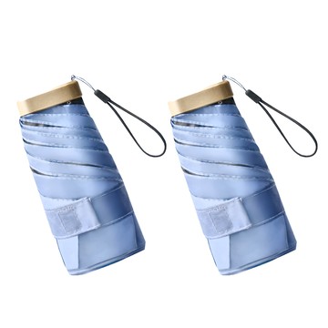 傘霸 Mini扁柄六折傘 UPF50+ 防曬  奶郁藍