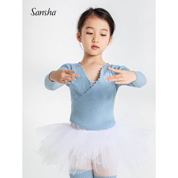 Sansha 三沙兒童舞蹈毛衣 螺紋針織外套芭蕾舞長袖保暖上衣秋冬