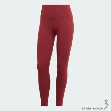 Adidas 女裝 緊身長褲 九分 排汗 高腰 酒紅 IJ9360