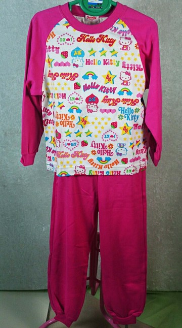 【震撼精品百貨】Hello Kitty 凱蒂貓 童裝 長袖衣褲 粉白 星星 震撼日式精品百貨