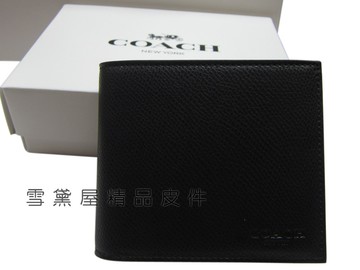 coach 短夾男仕短夾國際正版保證進口防水防刮皮革二折型