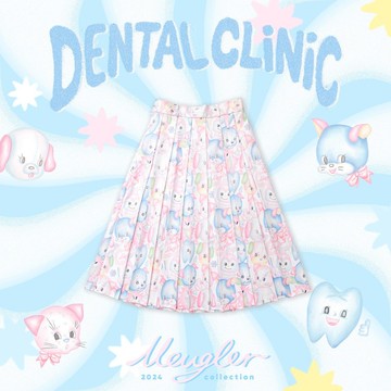 Meugler牛稠島 牛稠齒科水果硬糖夢幻印花 彩色制服百褶半裙