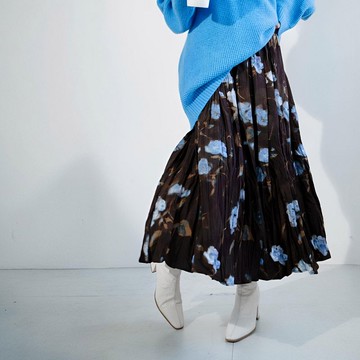 現貨★高腰顯瘦褶皺大襬花朵長裙(共2色)1007 【NR2101】