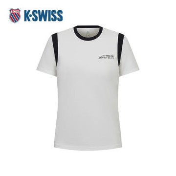 K-SWISS 短袖T恤 SHIRTKC7522WCTS81 休閒 女上衣 白深靛蓝色 1911656-161
