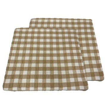 J&N 格致織紋彈性立體坐墊 2入組 外套可拆洗 拉鍊設計 5cm 卡其色  55 x 55cm