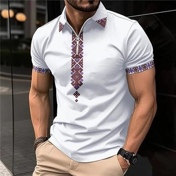 Lapel zipper 3D printed casual vest 翻領拉鏈3D印花休閑背心男