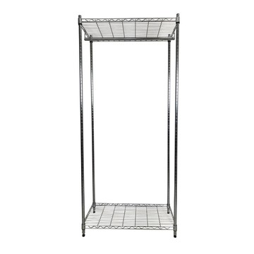 鐵力士架 【Top queen】45 x 90 x 180 cm 二層鐵力士鍍鉻萬用收納架-含衣桿