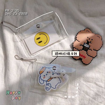 台灣現貨🌟 pvc按扣卡包 迷你便攜卡包 零錢包 卡包 透明按鈕卡包 簡約掛鏈袋 收納袋 卡包 飾品收納 照片收納包
