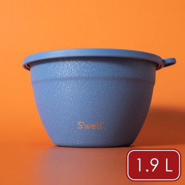 《S well》Kit醬料罐+防漏不鏽鋼沙拉碗-天空藍1.9L-- swell 餐碗 便當盒 沙拉盆 不鏽鋼湯碗 不鏽鋼便當盒