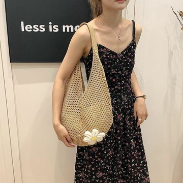 【桃園出貨】夏天手工編織女式包包新款單肩包大容量托特包沙灘度假斜挎草編包