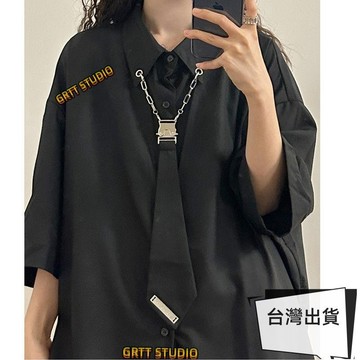 優選字母項鍊襯衫 美式高街襯衫 嘻哈襯衫 寬鬆襯衫 情侶襯衫 外套 寬鬆襯衫 男襯衫