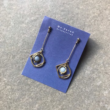 靜謐天然石_黃銅耳環_天使石(可改夾)