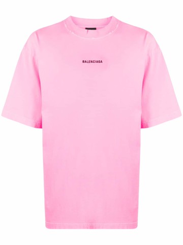 Balenciaga - logo-print cotton T-shirt - men - Cotton/Elastane/Cotton/Polyester - L - Pink