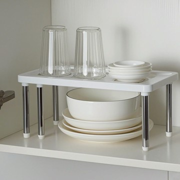 伸縮式多用途桌上/櫥櫃/水槽下置物架/鞋架-多色可選 灰色