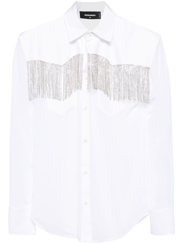 Dsquared2 - rhinestone-embellished semi-cheer shirt - women - Cotton/Polyester/glass - 40 - White