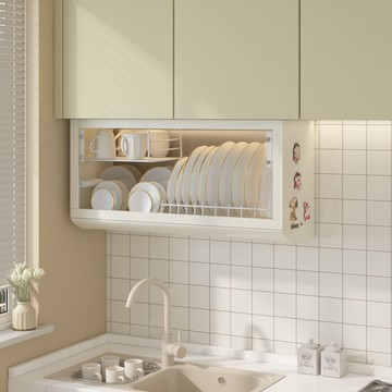 免運 最低價 碗盤櫥櫃 廚房碗櫃置物架碗碟收納盒壁掛式吊櫃下方碗架放碗筷瀝水架免打孔S048快速出貨