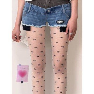 BON 日系純欲風刺繡多蝴蝶結甜酷連褲襪洛麗塔防勾超薄性感白絲襪