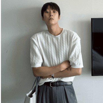 【Metanoia】韓國設計 涼感麻花針織短袖