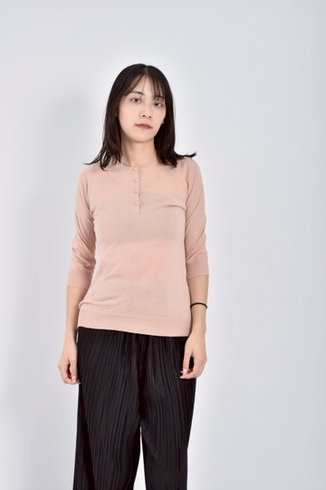 (S) 棉質純棉針織粉色短袖上衣