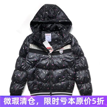 清倉品牌撤柜剪標 女羽絨服青少年短款寬松可脫卸帽加厚冬季外套