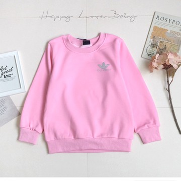 女大童 厚款 粉嫩小標誌不倒絨長袖上衣 秋冬童裝 T恤 大童上衣 大童長袖 女童長袖 女童上衣 刷毛