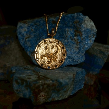 【神秘星象學：上古星座幣項鍊】天蠍星神 ✪ 潛誓之幣｜藍寶石925純銀厚鍍18k真金項鍊 PRE008