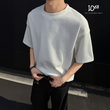 『1068』立體 肌理感 素T Clean Fit 短袖 上衣 特殊 紋理 設計感 寬版 短袖tee【A91224】